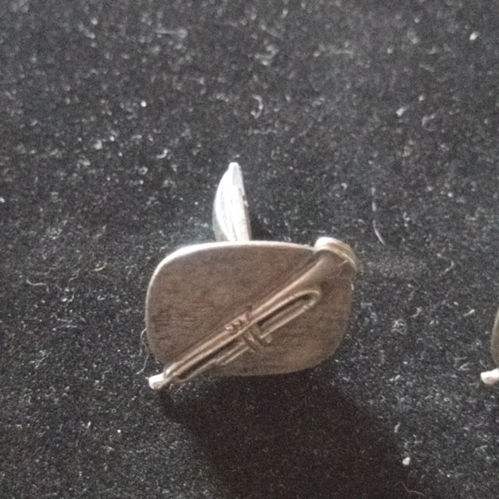 Silver Tone Trombone Cufflinks
